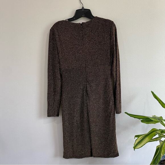 Lauren Ralph Lauren Metallic Gold Black Ruched Sheath Dress Size 10 - Picture 7 of 10